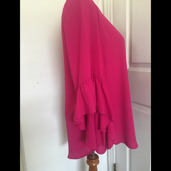 Joseph Ribkoff Fuchsia Ruffle Sleeve Top - Picture 5 of 7